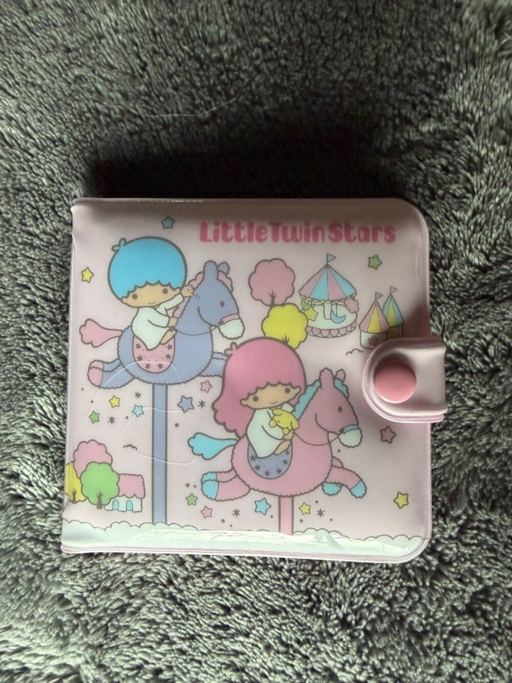 NWT Sanrio Original Little Twin Stars Pastel Pink Vinyl Snap Wallet Japan